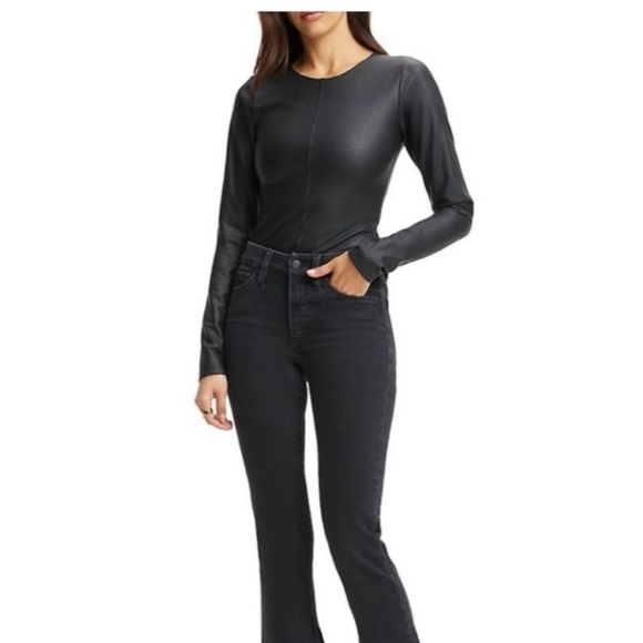 Good American Faux Leather Long Sleeve Body Suit - Picture 2 of 5